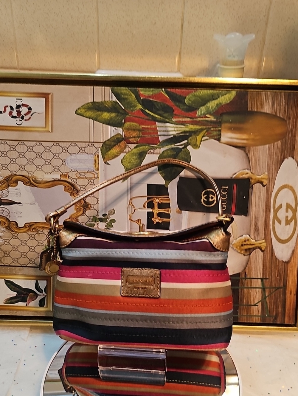 Coach Legacy Multicolor Satin Striped Women's Mini Bag/Wrislet - Picture 16 of 16